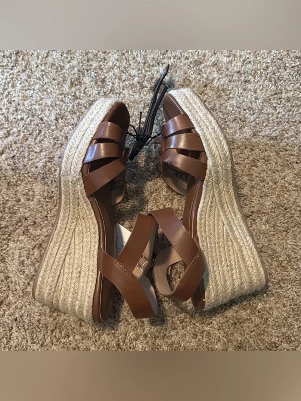 Time and Tru Brown Espadrille Wedge Sandals